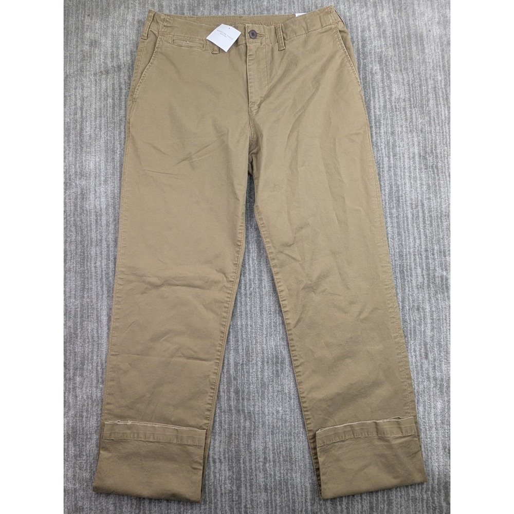 American Eagle Lived-In Khakis Pants Men's 32x36 Beige Flex Relaxed Stretch NWT
